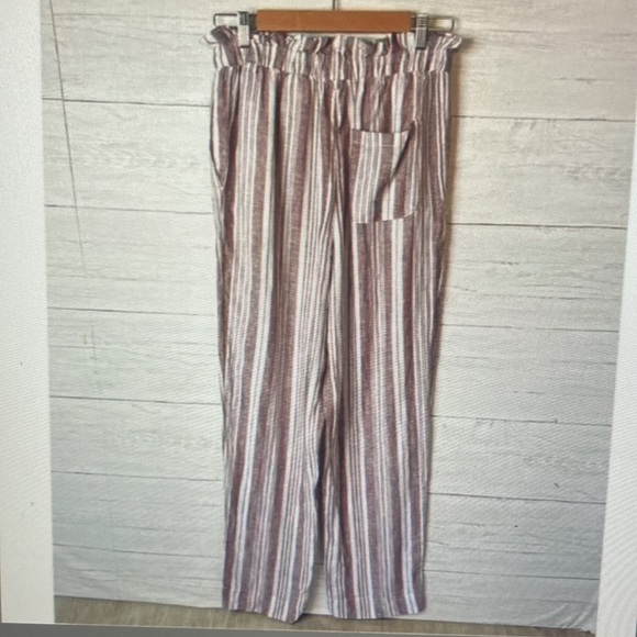 Striped Paperbag Waist Pants in Brown and Cream - Picture 3 of 3